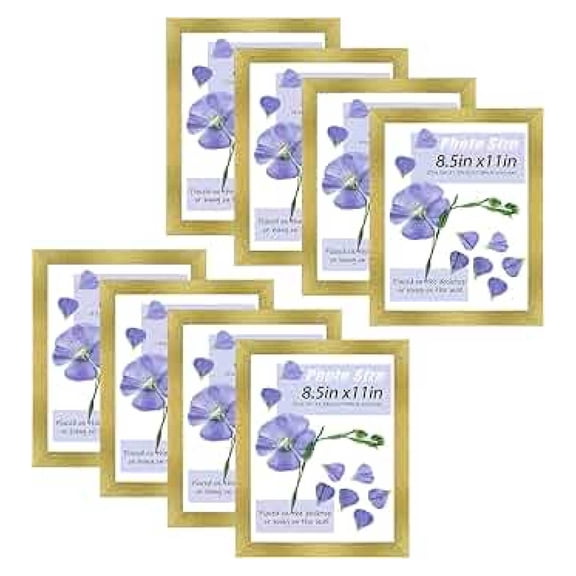 , 8.5x11 Picture Frame with Glass, & Wall Horizontal or Vertical Display, 8 1/2 x 11 Photo Frame for Diploma, Documents (, 8-Pack)