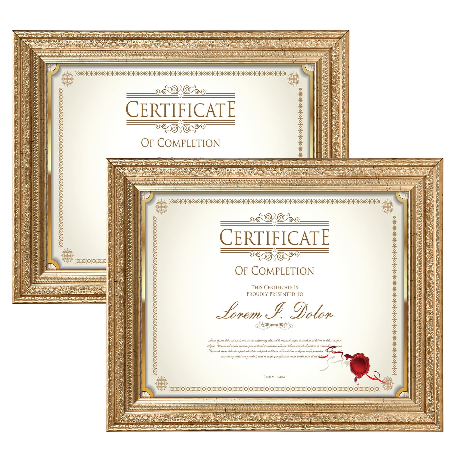 Vintage Gold 8.5x11 Plastic Picture Frames 2 Pack, Certificate Diploma