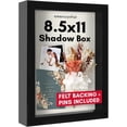 thumbnail image 1 of 8.5x11 Shadow Box Frame with Shatter-Resistant Glass - Silhouette Collection - Large Shadow Box Display Case for Tabletop and Wall Display - Black with Soft Felt Back, 1 of 4