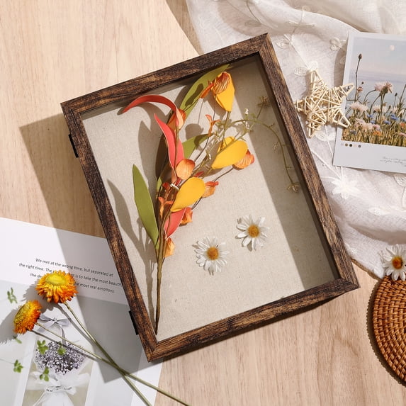 8.5x11 Shadow Box with Linen Back – Sturdy Display Case for Artwork, Photos, Flowers, and Collectibles
