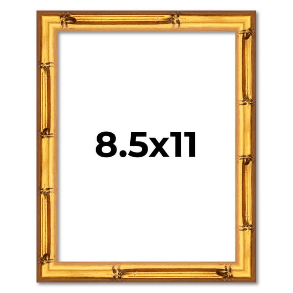 8.5x11 Solid Gold Bamboo Style Wood Frame - Great for Posters, Photos, Art Prints, Mirror, Chalk