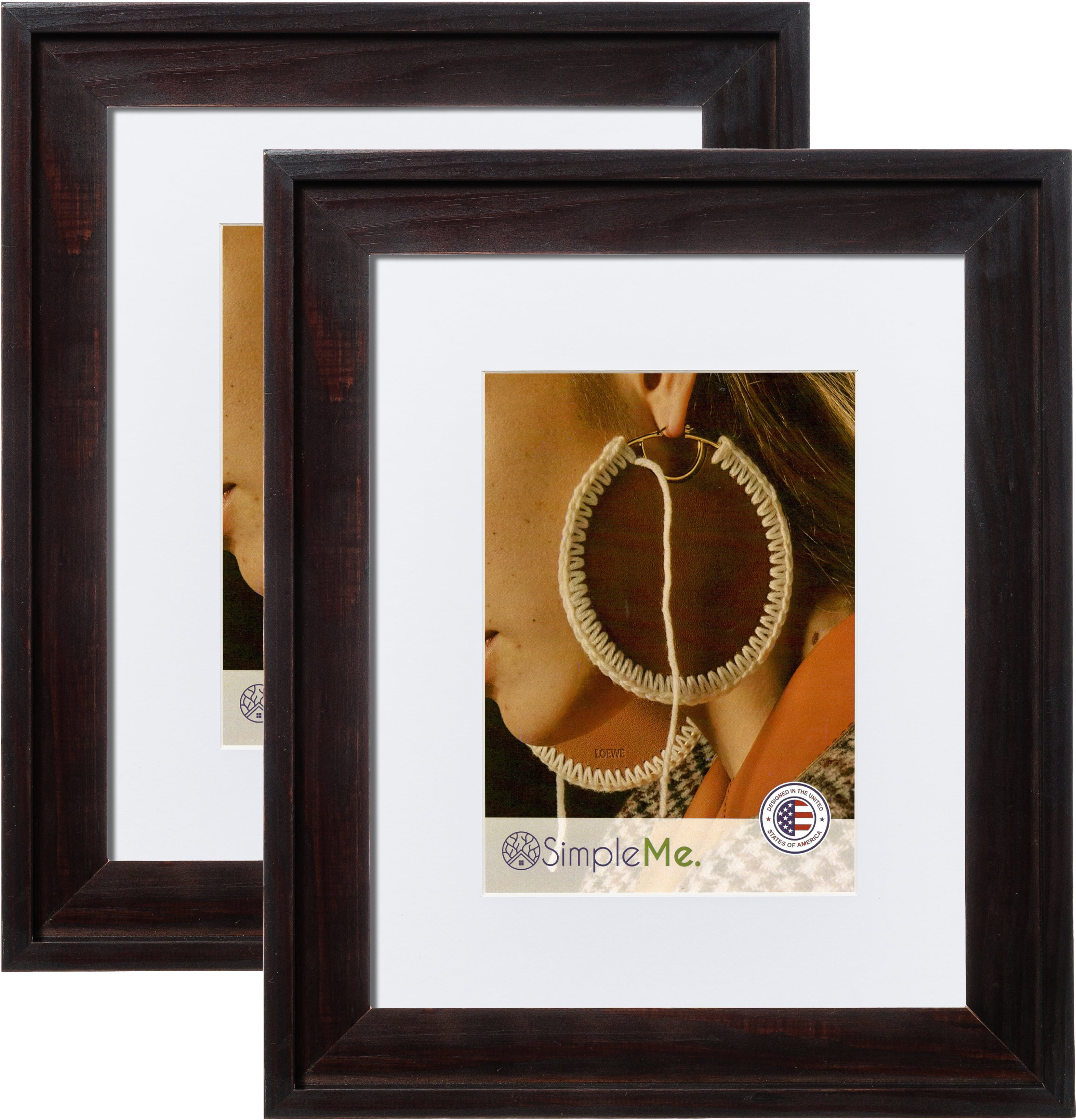 8.5x11 Solid Wood Picture Frame with 6x8 Mat - 2 Pack - Rustic Natural ...