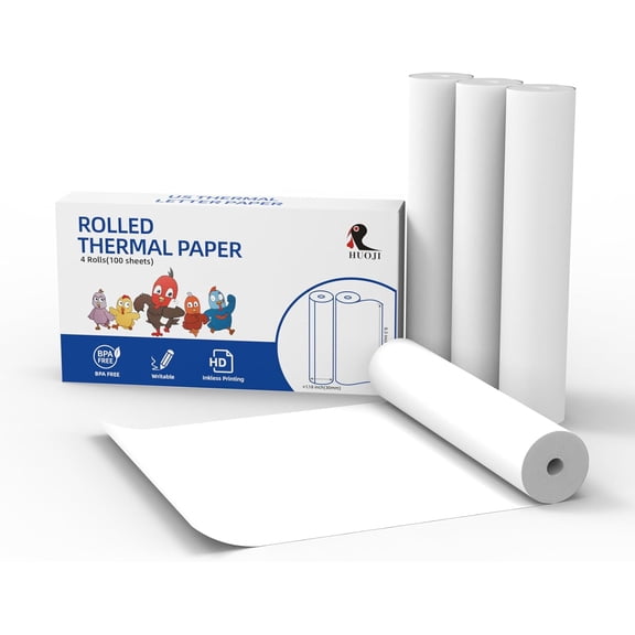 8.5x11 Thermal Printer Paper, SHAANXIXIAN 4 Rolls US Letter Size, Quick-Dry Thermal Paper Rolls, Compatible with M08F/MT800/M832D and Other Portable Thermal Printers