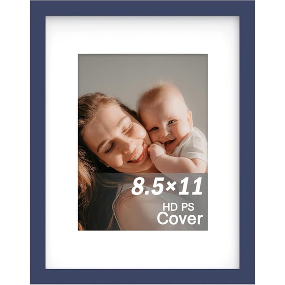 8.5x11 inch Picture Frame, Deep Blue Simple Photo Frame for Decorative Artwork, Suitable for Tabletop, Desk, Bookshelf and Wall Display, Photo Gallery Decor