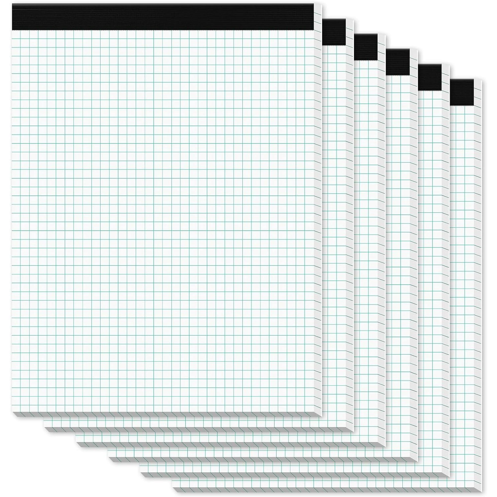 8.5x11 pads, pack of 6; Blue 4x4 grid paper pad; White 8½" x 11" quadrilateral pad, easy to remove; 8.5x11 grid notebook; 70 g/m² white tracing paper, 30 sheets per pad.
