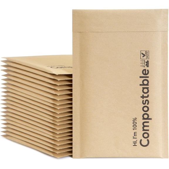 8.5x12 100% Biodegradable Brown Kraft Bubble Mailers,25 Count #2 Compostable Padded Packaging Wrap Envelopes Pouches Eco Friendly Self Seal Bags