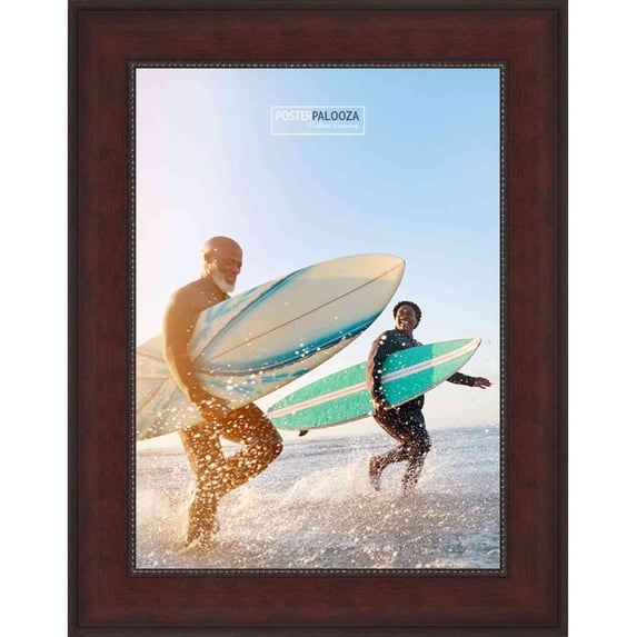8.5x14 Distressed Brown Picture Frame - UV Acrylic, Foam Board Backing, Hanging Hardware