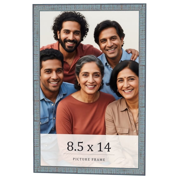8.5x14 Frame Blue Scuffed Farm Board Solid Wood Picture Frame Width 0.75 Inches | Interior Depth