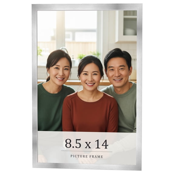 8.5x14 Frame Silver Real Wood Picture Frame Width 0.75 inches | Interior Frame Depth 0.5 inches |