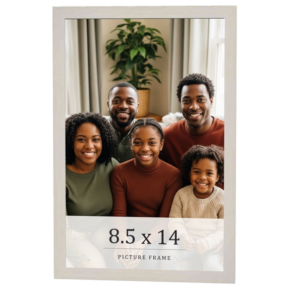 8.5x14 Frame White Wheat Solid Wood Picture Frame | Moulding Width 0.75 Inches | Interior Depth 0.5
