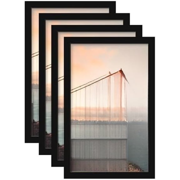 8.5x14 Picture Frame Black, Solid Wood Frames with Acrylic Plexiglass, Tabletop and Wall Display Photo Frame, Set of 4