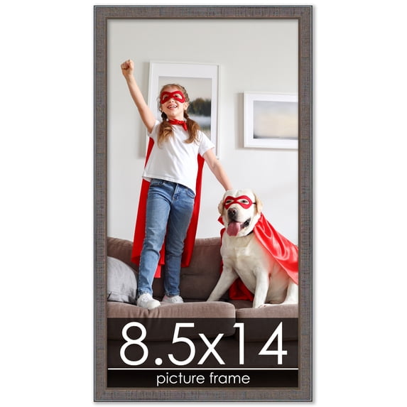 8.5x14 Textured Grey Picture Frame - UV Acrylic, Foam Board Backing, Hanging Hardware