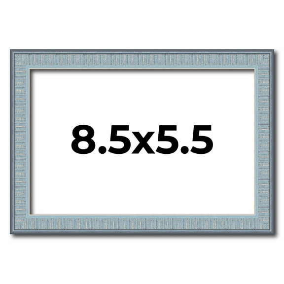 8.5x5.5 Frame Rustic Sky Blue Solid Wood Picture Frame | 0.75 Inch Moulding Width |Includes UV
