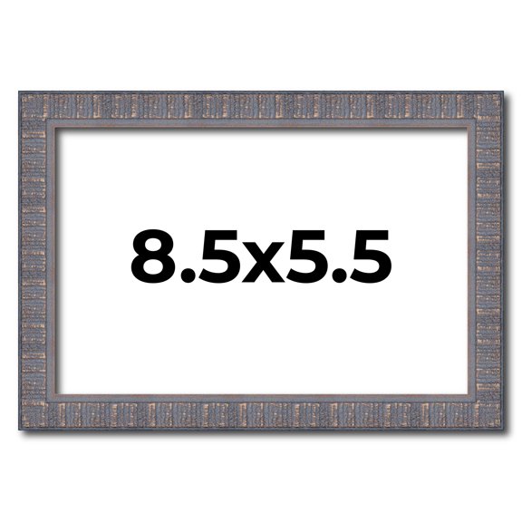 8.5x5.5 Frame Slate Blue Distressed Rustic Solid Wood Picture Frame | 0.75 Inch Moulding Width |