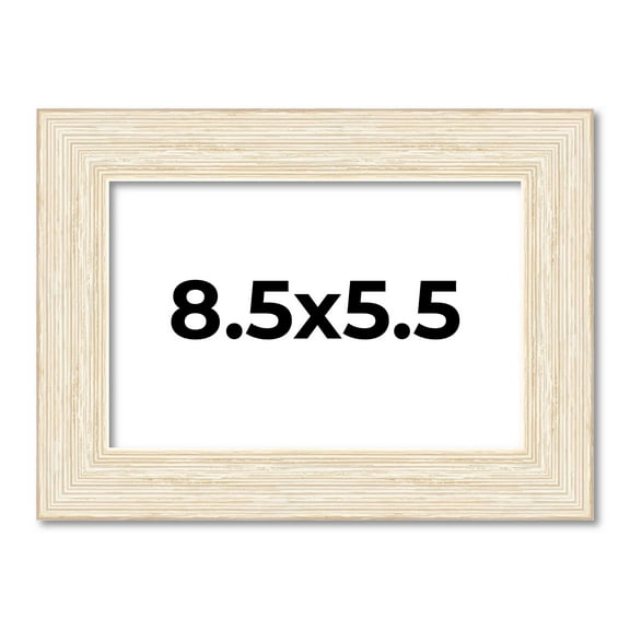 8.5x5.5 Frame White Barnwood Picture Frame - Modern Photo Frame Includes UV Acrylic Shatter Guard