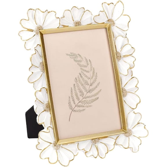 8.5x6.7 inch White Ornate oto Frame Rectangle Decorative Daisy Floral Design Vintage oto Frame for Tabletop & Wall Gift