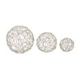 thumbnail image 1 of 8", 6", 4"D Silver Metal Wire Orb Geometric Sculpture, by DecMode (3 Count), 1 of 11