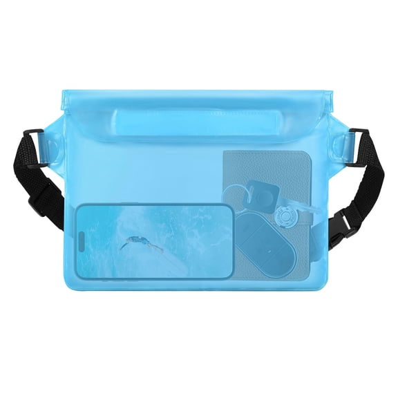 8.6×6.6in Waterproof Pouch with Adjustable Waist Strap for Pool and Beach, Dry Bag Keeps Cell Phone and Valuables Safe, Durable Waterproof Phone Case for Kayaking
