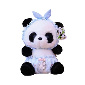 8.6" Adorable Plush Panda, Soft Panda Stuffed Animal Gift for Holiday, Birthday, and Companionship, Blue