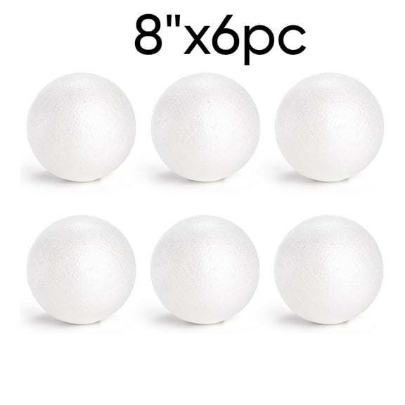 8" (6 Balls) Smooth Polystyrene Foam Balls for Crafts and School Project Wedding
