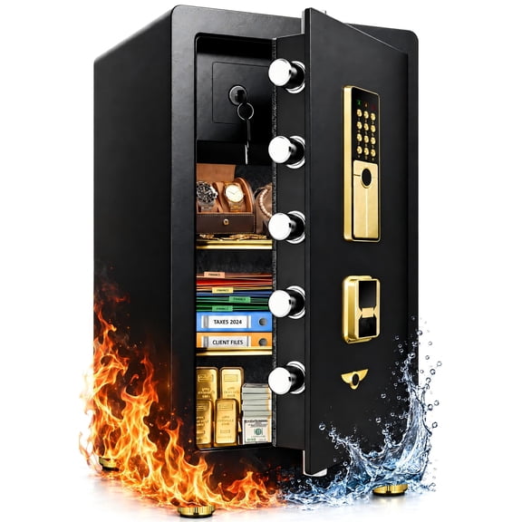 Sanfnz ππ π₯ππ¬ Heavy Duty Home Safes Fireproof,π.π Cuft Large Fireproof Safe Box,Digital Lock with Dual Alarms, Hidden Bottom Lock Cash Box