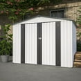 thumbnail image 1 of 8×6 FT Metal Outdoor Storage Shed, Large Garden Sheds with 2 Lockable Doors, All Weather Anti-Corrosion Galvanized Steel Tool House for Backyard Garden Lawn, White, 1 of 8