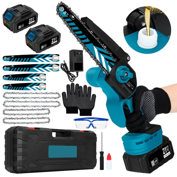 8 & 6 Inch Brushless Mini Chainsaw,Tool-Free Installation Small Cordless Chain Saw with 4 Chain Guide