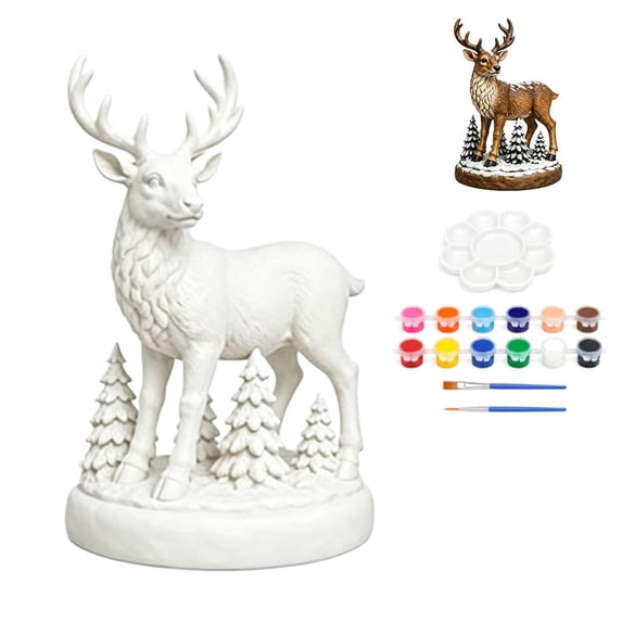 8.6-Inch Christmas Figurine Painting Kit for Adults, Unpainted Holiday ...