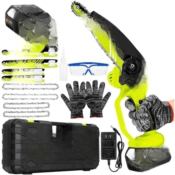 8 & 6 Inch Mini Chainsaw Cordless,2×4.0Ah Battery Tool-Free Installation Small Brushless Chain Saw with 4 Guides & Chain,Portable Motosierra De Bateria for Tree Trimming & Branch Wood Cutting