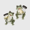 thumbnail image 1 of 8.6 Inch Outdoor Solar Lighted Resin Frog with Glass Jar Set of 2, 1 of 4