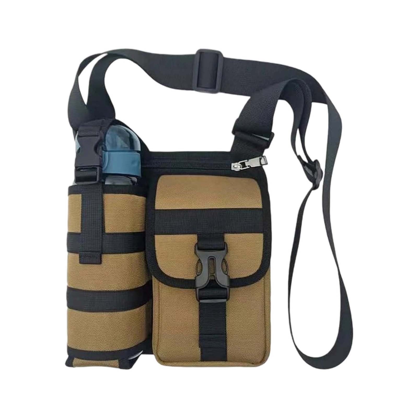 8.6 Inch Tactical Molle Pouch EDC Utility Waist Bag with Water Bottle Holder Cell Phone Holster Fanny Pack for Camping Hiking Running Motorcycle Outdoor Gear