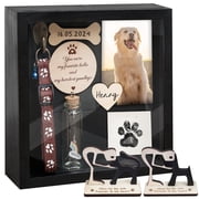 8.6 Pet Memorial Gift Shadow Box Black Collar Holder Picture Frame Pet Paw Ink Kit Dog Wooden Sculpture Bottle Rainbow Pet Hair Keepsake Gift Loss of Dog Cat Tabletop Wall Hanging PSD-4B