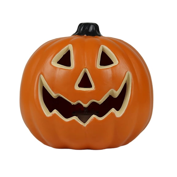 8.6 in. Halloween Eerie Light Up Pumpkins — Warm Glow with Spooky Shadows, Halloween Decorations for Halloween Parties & Trick or Treat Nights — great for Costume Parties with spooky setups