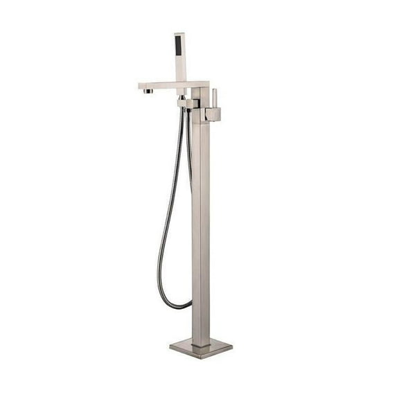 8.6 in. Single Freestanding Bathtub Faucet With Hand Shower, Brushed Nickel