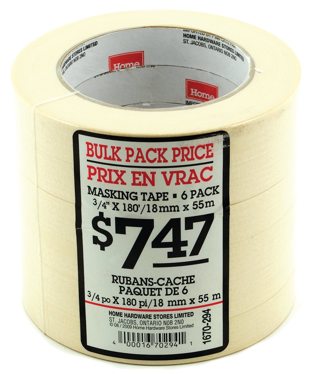 8 (6 packs) Masking Tape 3/4" x 60yd Natural Color