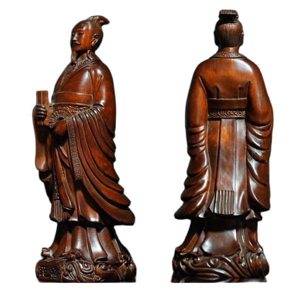 8.6" vintage antique chinese carved wooden statue home decor sculptures figurine