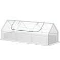 thumbnail image 1 of 8.6 x 3 x 1ft Raised Garden Bed with Mini Greenhouse, Galvanized Raised Garden Bed with Cover for Herbs and Vegetables, Small Greenhouse for Patio Garden Balcony, White and Silver, 1 of 6