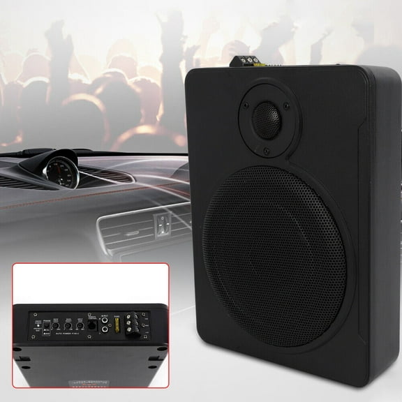 8'' 600W Active Under Seat Car Subwoofer with Amplifier Kit, Black
