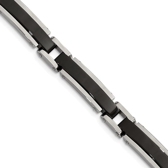 8.65mm Stainless Steel Polished Black Ip-plated Bracelet - 8.5 Inch