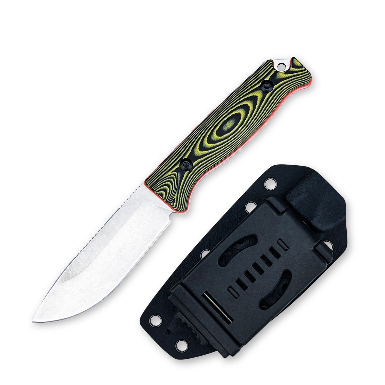 8.66'' Full Tang Straight Blade Knife, 8Cr13MoV Stainless Steel Blade, G10 Handle with Kydex Sheath, Suitable for Camping, Hiking, and Outdoor Work