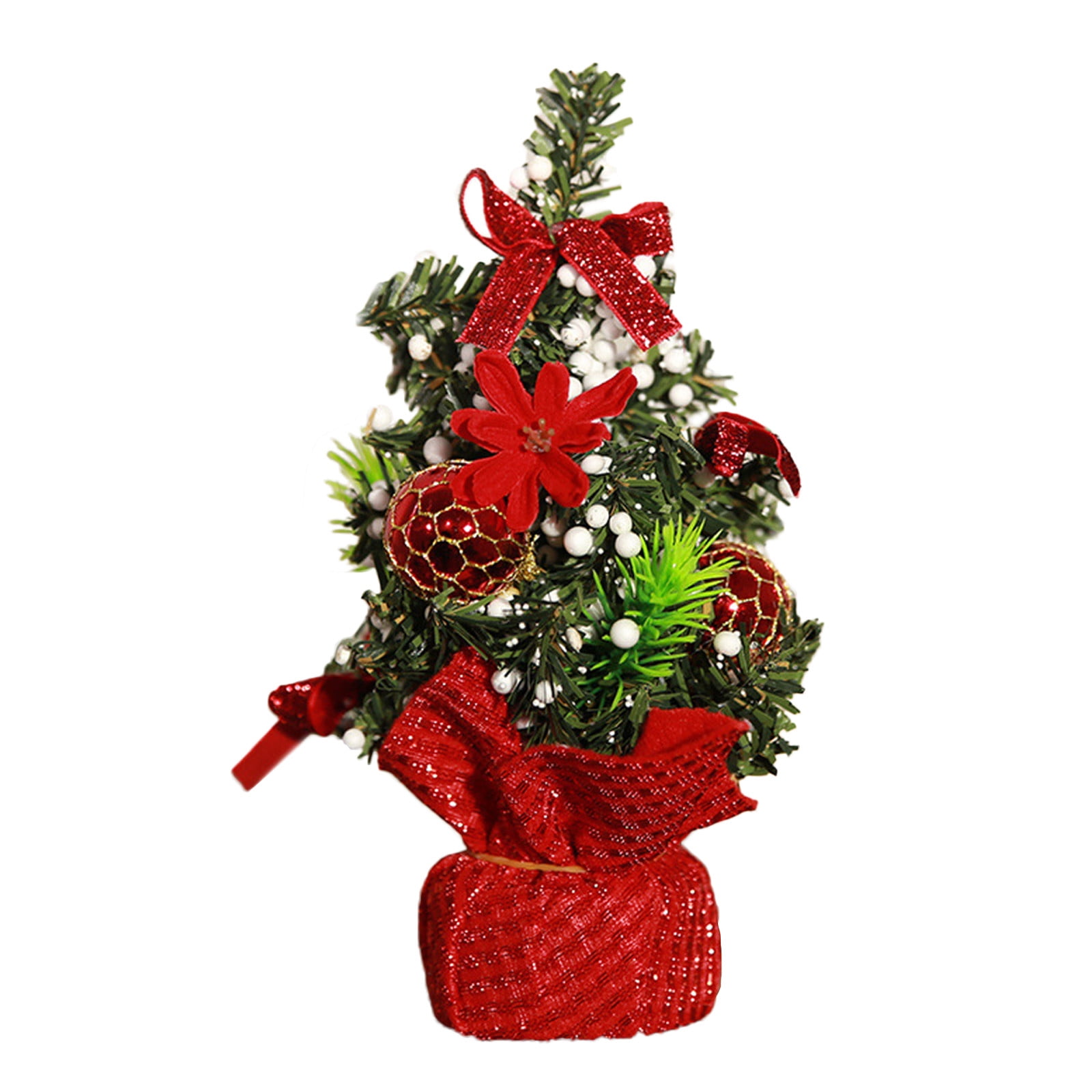 8.66 Inch Mini Christmas Tree with Base, Artificial Tabletop Christmas