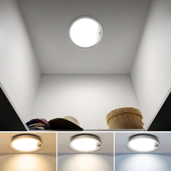 8.66 Inch Modern Rechargeable Ceiling Lights With Remote,3CCT,10%-100% Dimmable,3 Smart Modes,Timer,6000mAh,Motion&Light Sensor Auto ON &OFF,Ultra-Thin LED Indoor Wireless Lighting