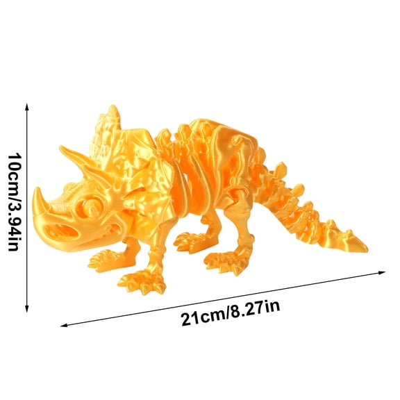 8.66 Inch Movable Dinosaur Skeleton 3D Printed Dinosaur Model Colorful Triceratops Articulated Fossil Figurine Stress Relief Desktop Decoration