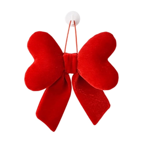 8.66 Inch Plush Bow Hanging Ornament - Short Soft Plush Bow with Rope, Valentine's Day Home Wall Door Xmas Tree Decor and Party Gift