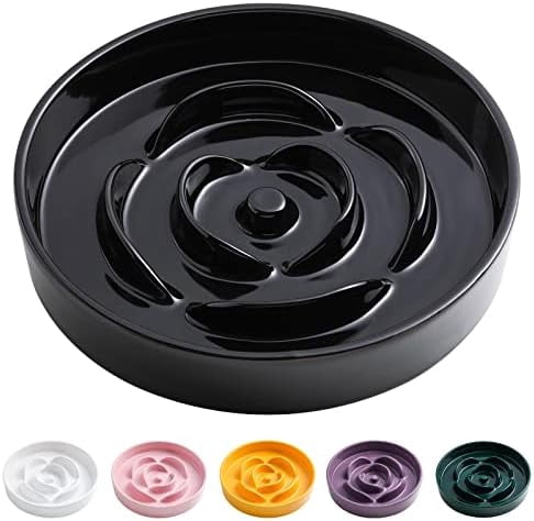 8.66 in Black Ceramic Dog Bowl Slow Feeder for Medium and Large Breed Dogs, Anti-Choking and Slowing Down Eating Time, Heavy Weighted Non-Slip Base
