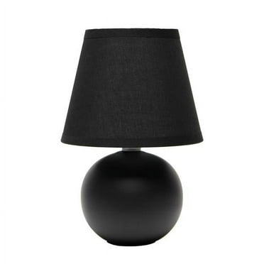 8.66 in. Nauru Traditional Petite Ceramic Orb Base Bedside Table Desk Lamp with Matching Tapered Drum Fabric Shade, Black