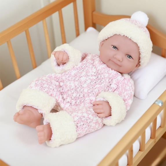 8.66in Vinyl Movable Joint Reborn Doll Toy,Soft PVC Lifelike Big Eyes Design,Washable Cuddly Body Interactive Toy,Role Play Social Skill Development Toy,3+ Age Birthday Holiday Gift Toy