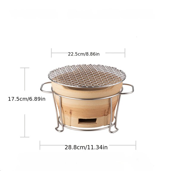 8.66inch Furnace + Rack + Net Portable Hibachi Charcoal Grill Set