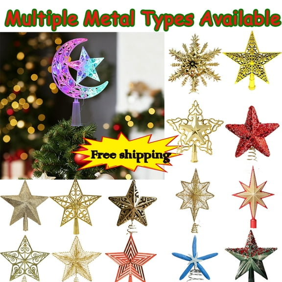 8.66x7.87 in Shatterproof Star Tree Topper Lighted Five-Point Christmas Ornament for Xmas Tree Holiday Party Home Office Winter Decorations, Lazyguy, N