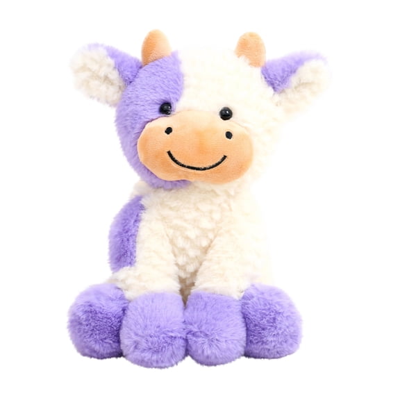 8.6in Small Cow Stuffed Animal Toy, Soft Plush Dairy Cow Mascot, Spotted Cattle Plushie, Portable Farm Animal Figure, Cute Desk Decoration, Cuddly Bovine Doll, Black and White